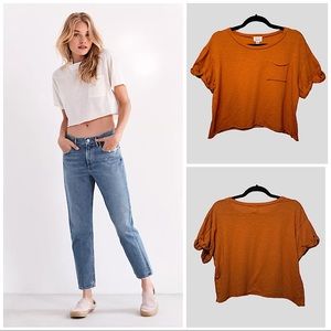 PROJECT SOCIAL T | CROPPED RUST OVERSIZED POCKET TEE